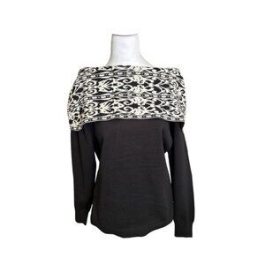 NWT Anne Klein Women's Black & White Off Shoulder Sweater Size M